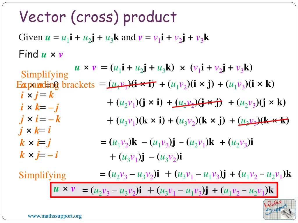 vector cross product given