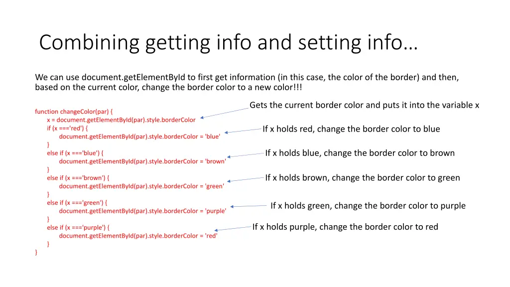 combining getting info and setting info