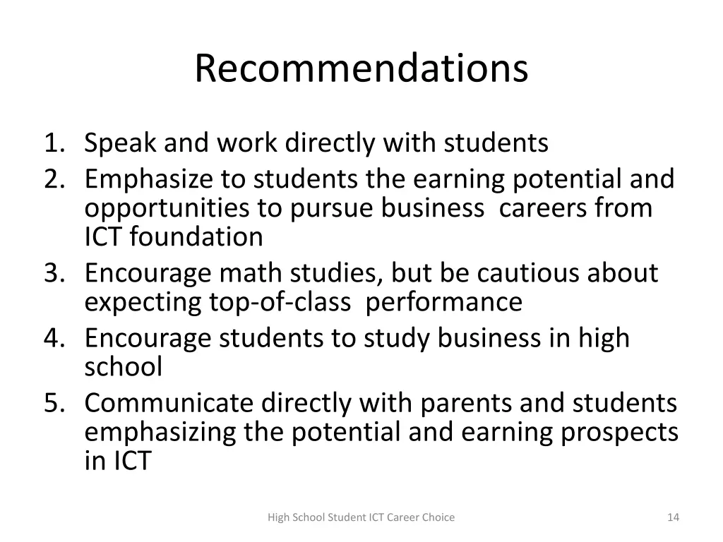 recommendations