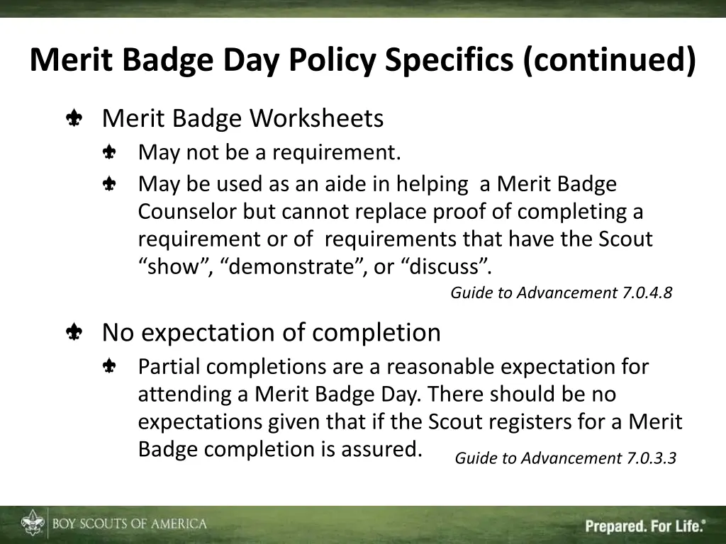 merit badge day policy specifics continued 1