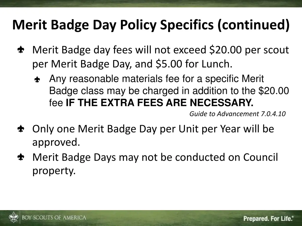 merit badge day policy specifics continued 2