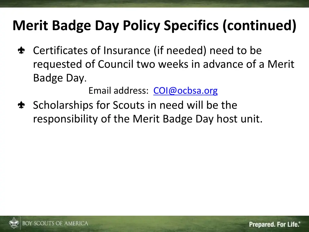 merit badge day policy specifics continued 3