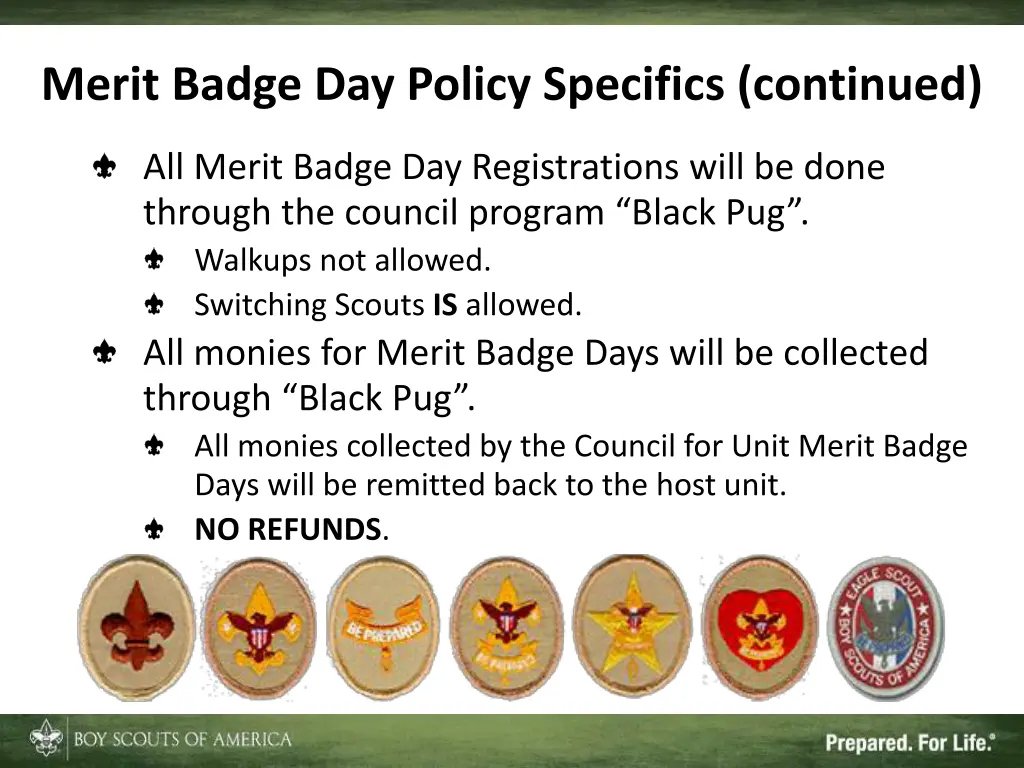 merit badge day policy specifics continued 4