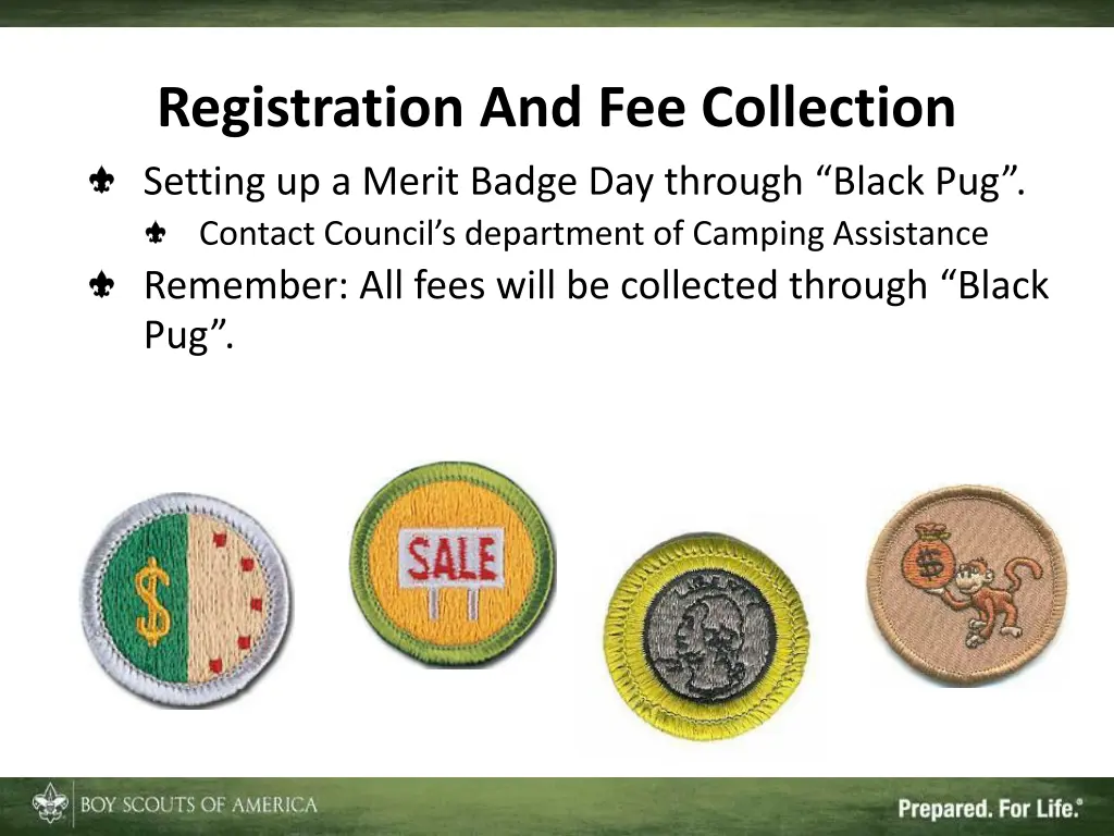 registration and fee collection setting