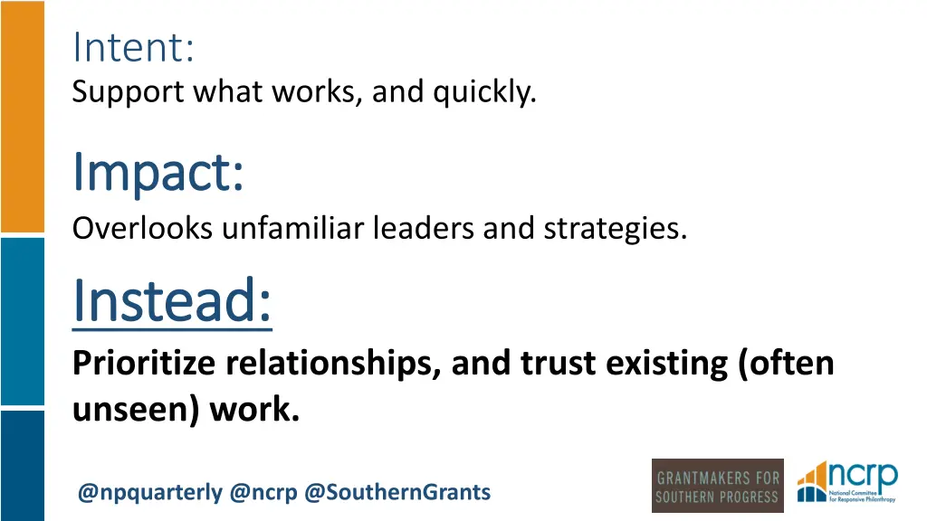 intent support what works and quickly
