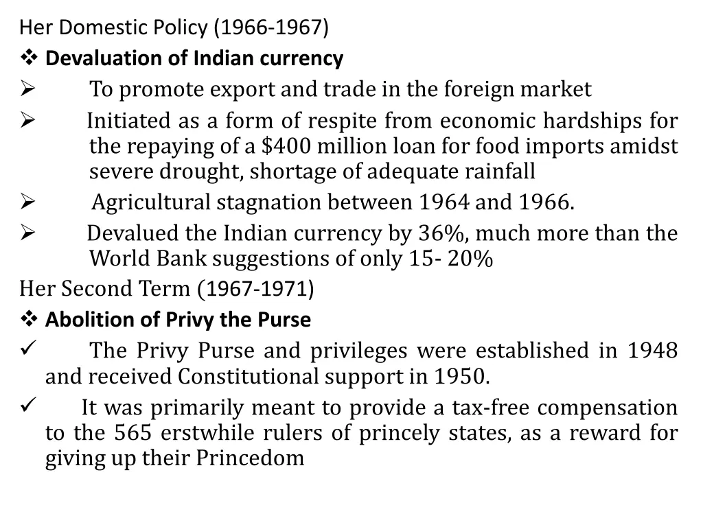 her domestic policy 1966 1967 devaluation