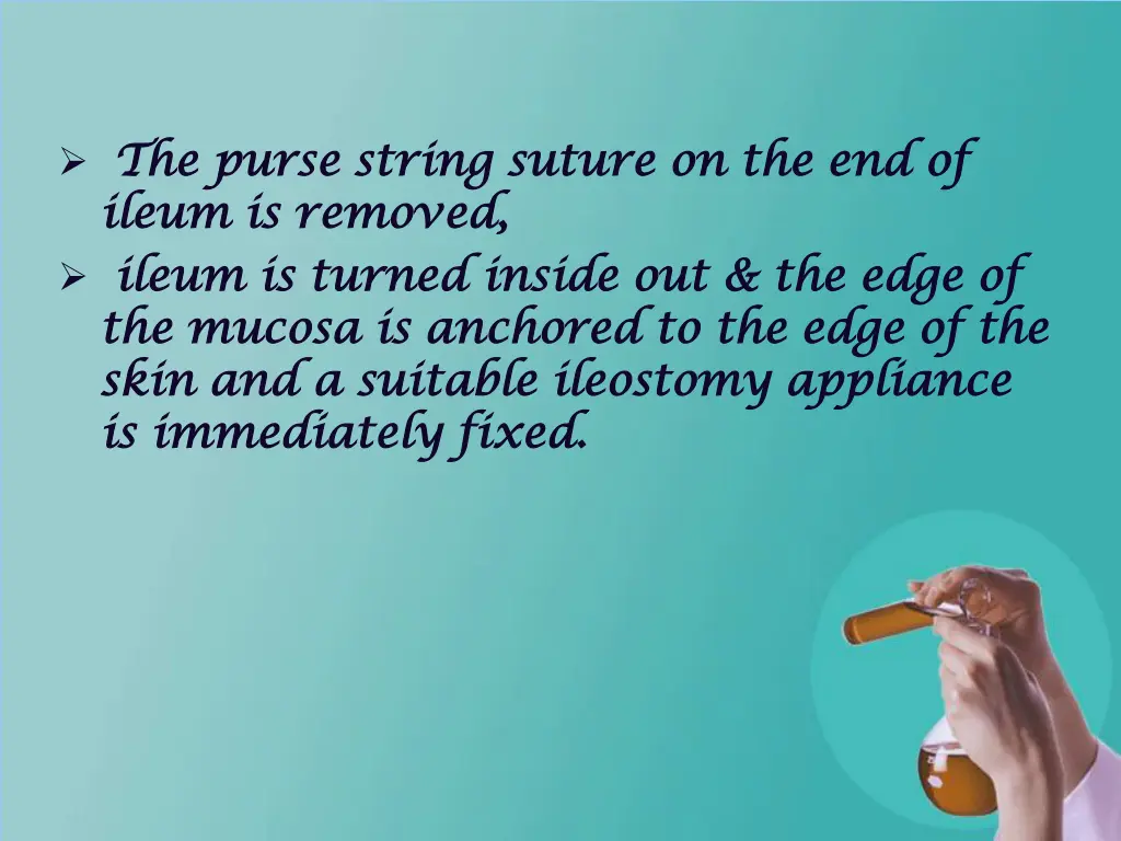 the purse string suture on the end of the purse
