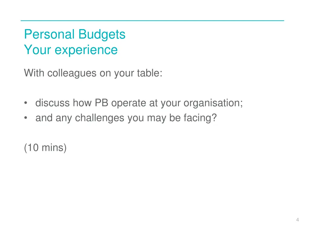 personal budgets your experience