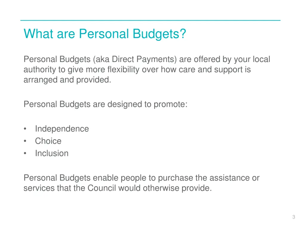 what are personal budgets