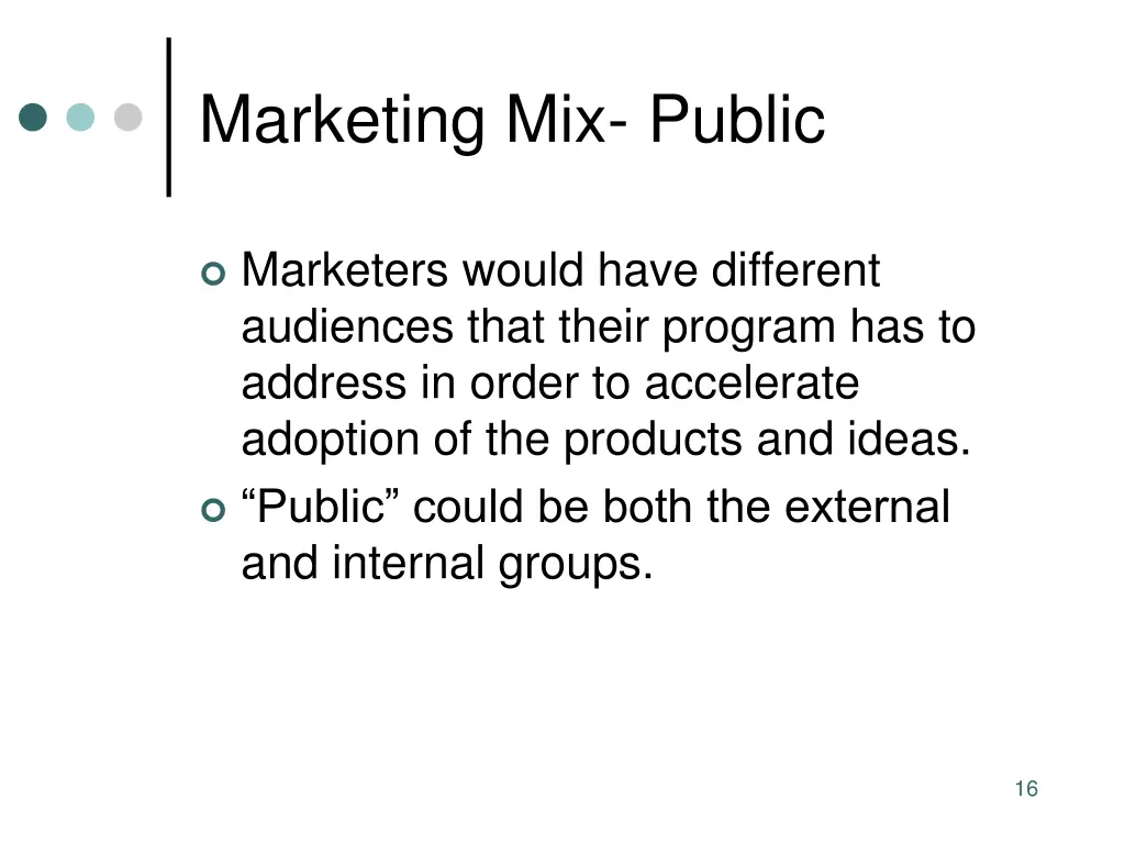 marketing mix public