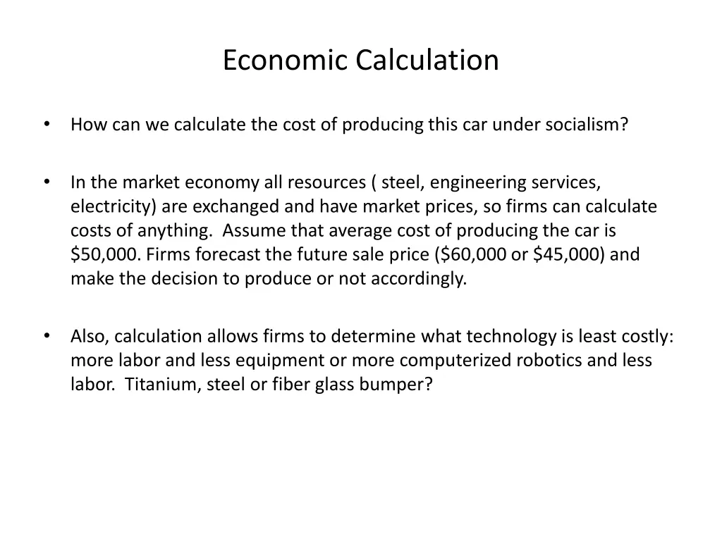 economic calculation