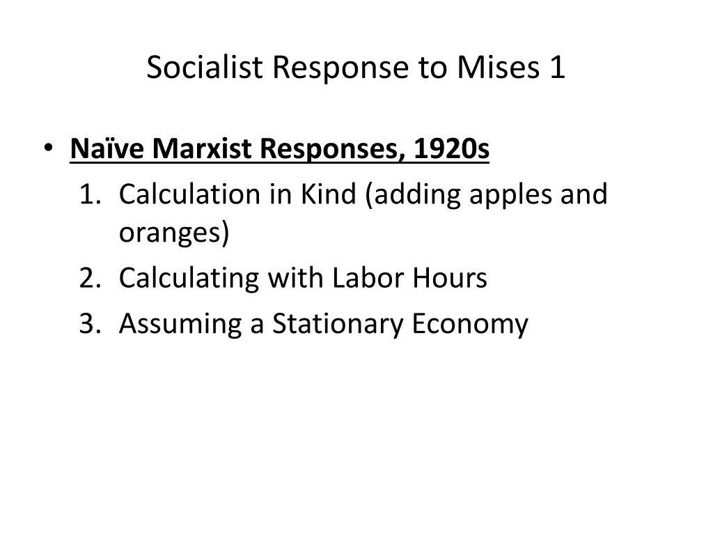 socialist response to mises 1