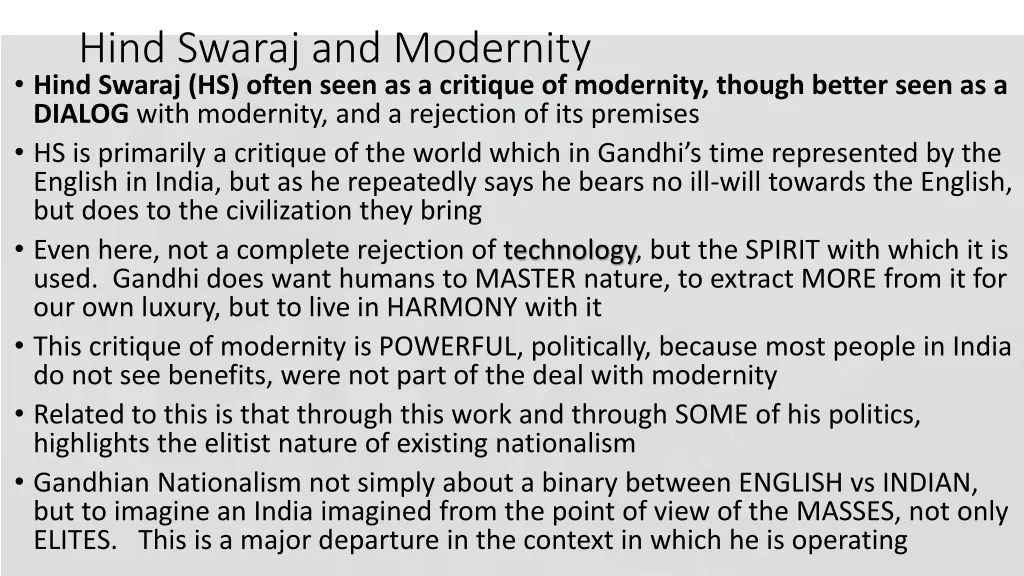 hind swaraj and modernity hind swaraj hs often