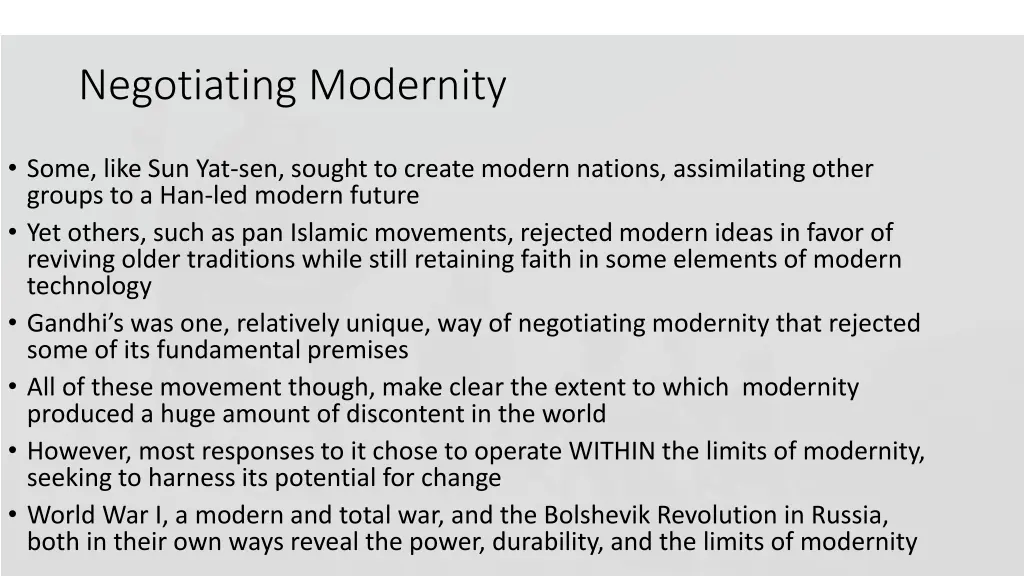 negotiating modernity