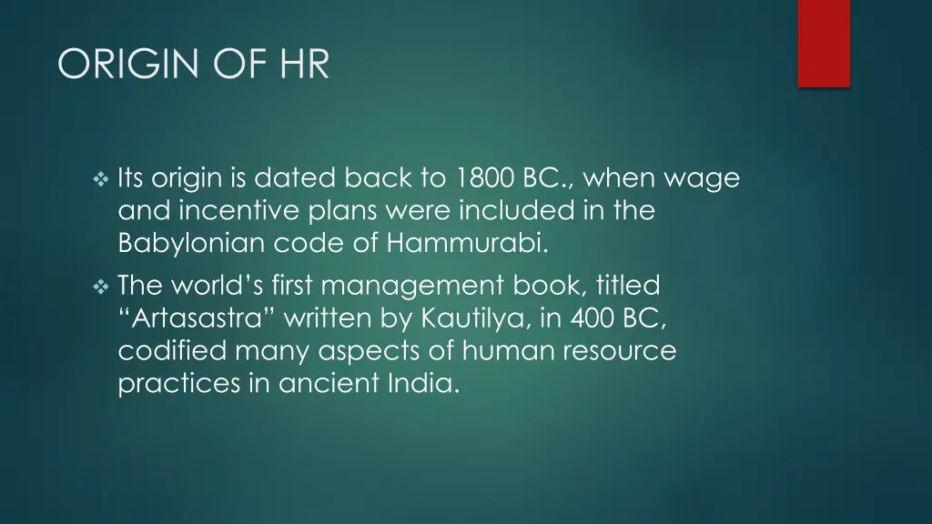 origin of hr