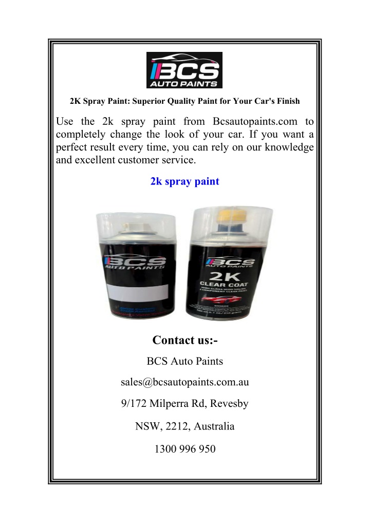 2k spray paint superior quality paint for your