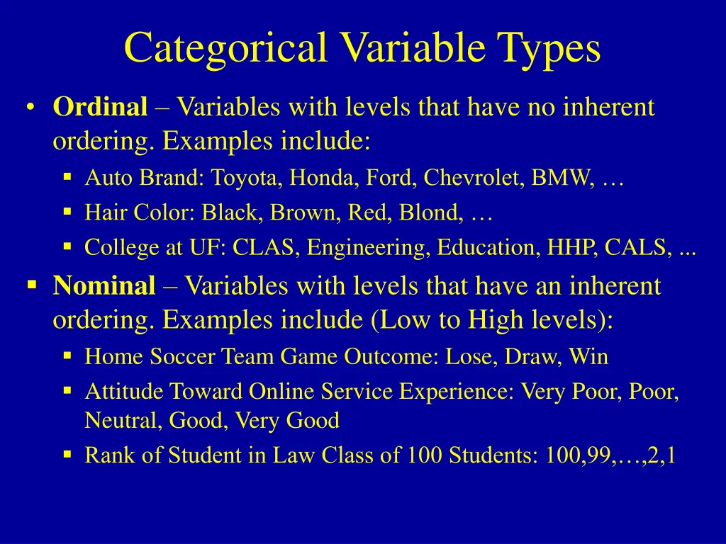 categorical variable types
