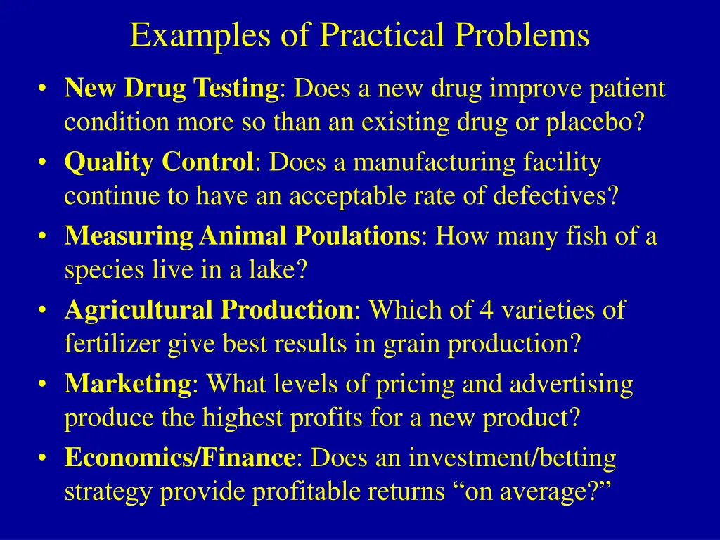 examples of practical problems