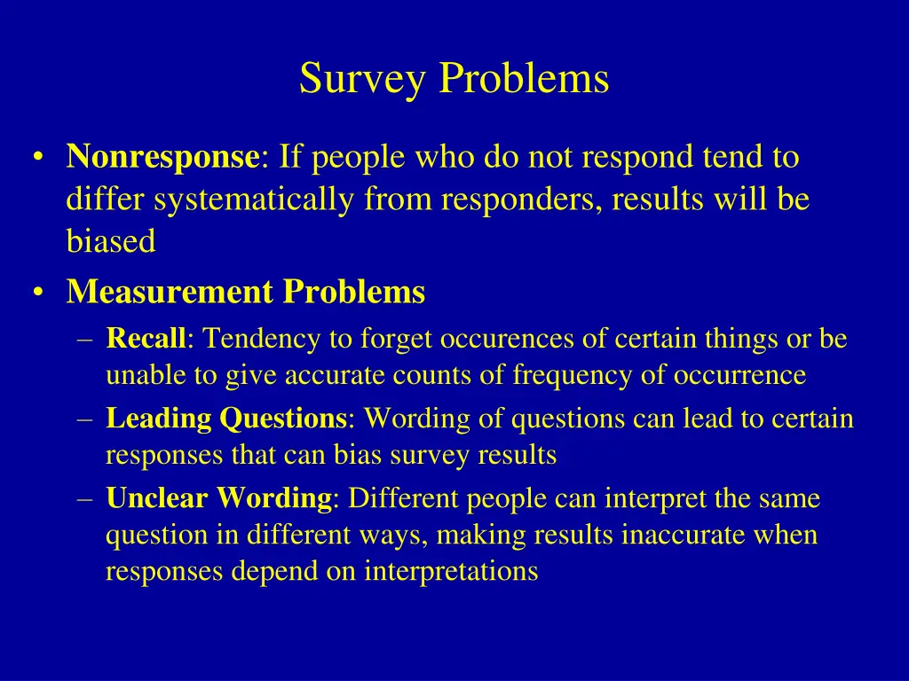 survey problems