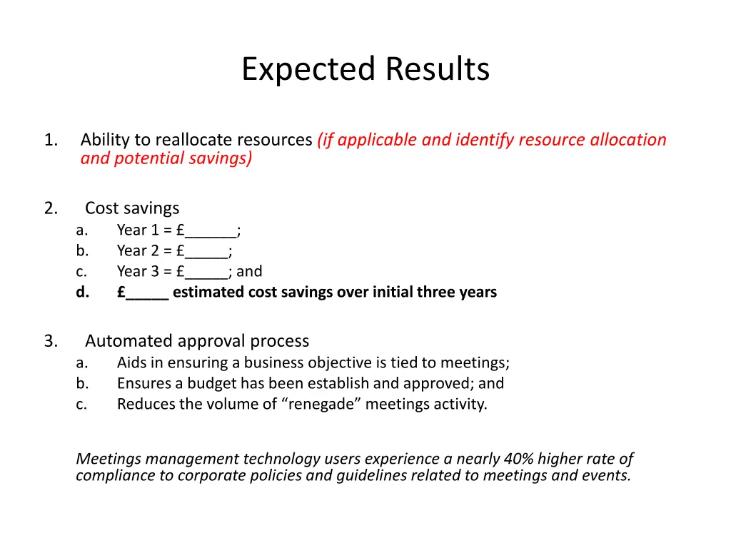expected results