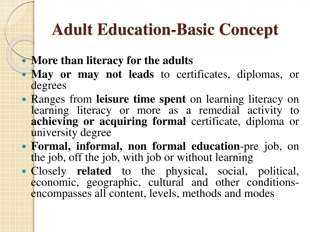 adult education basic concept