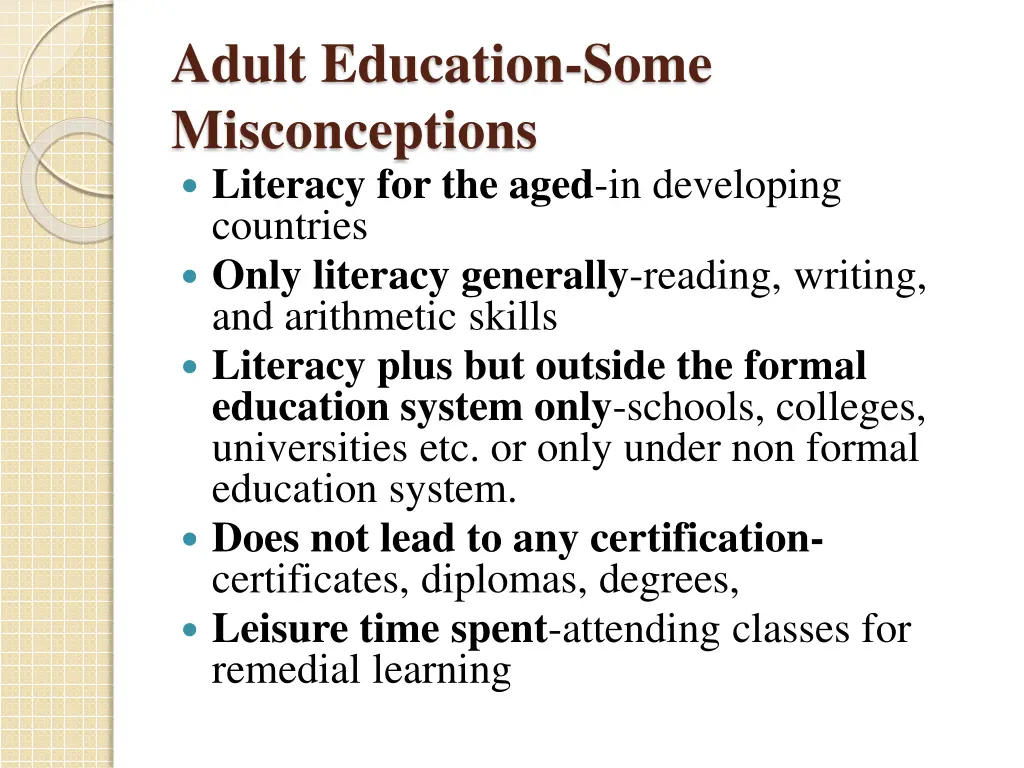 adult education some misconceptions literacy