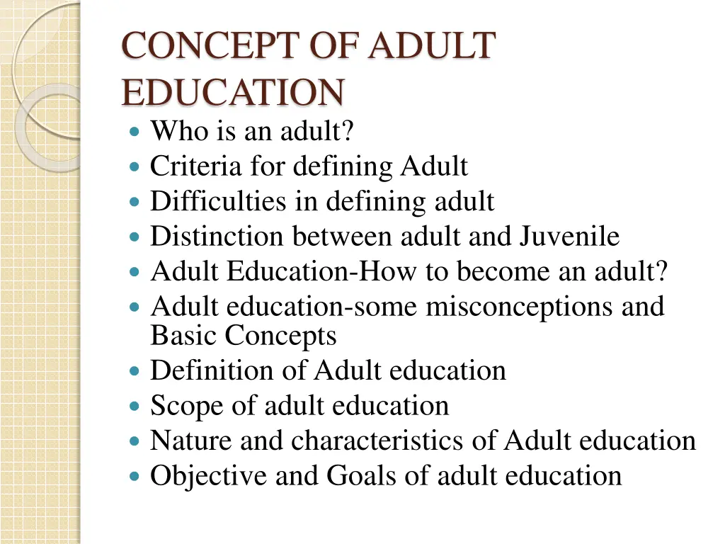concept of adult education who is an adult