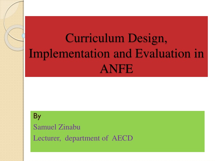 curriculum design implementation and evaluation
