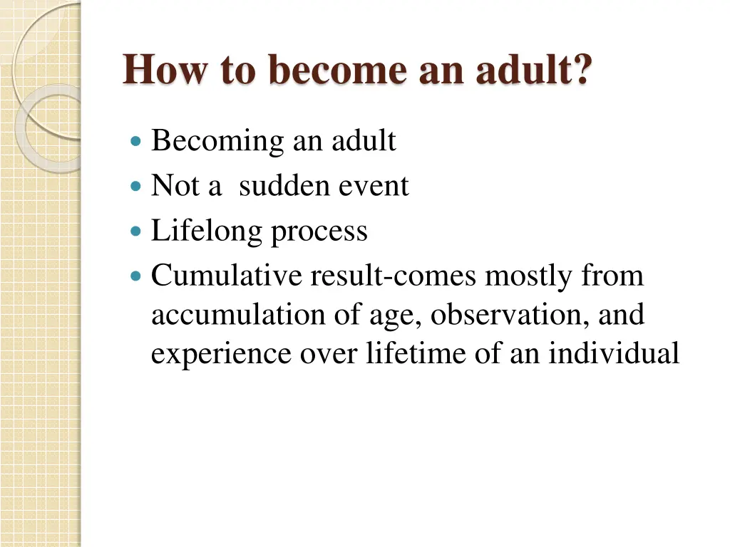 how to become an adult