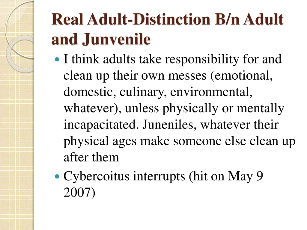 real adult distinction b n adult and junvenile