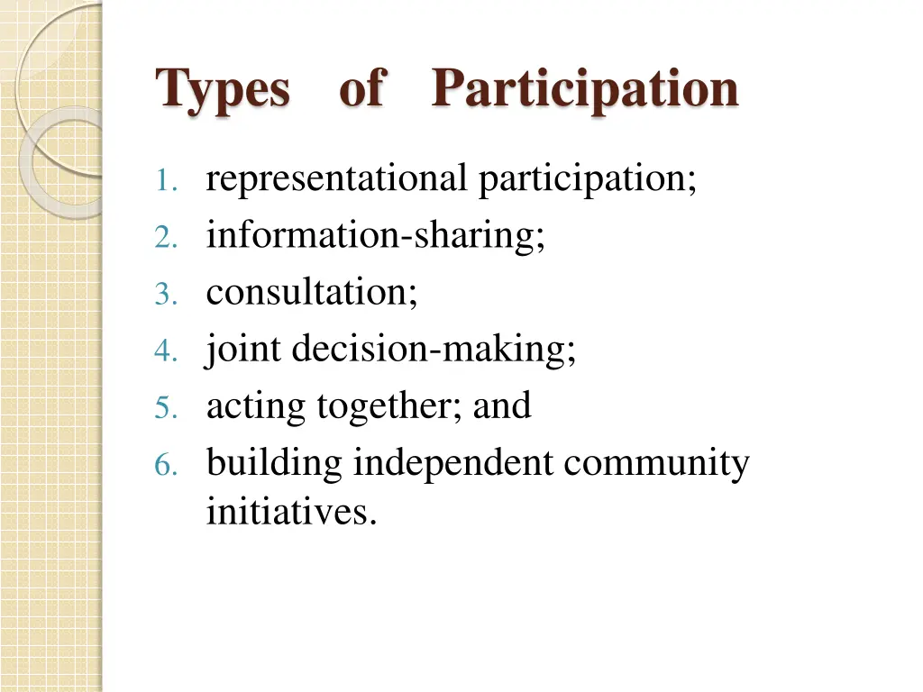 types of participation