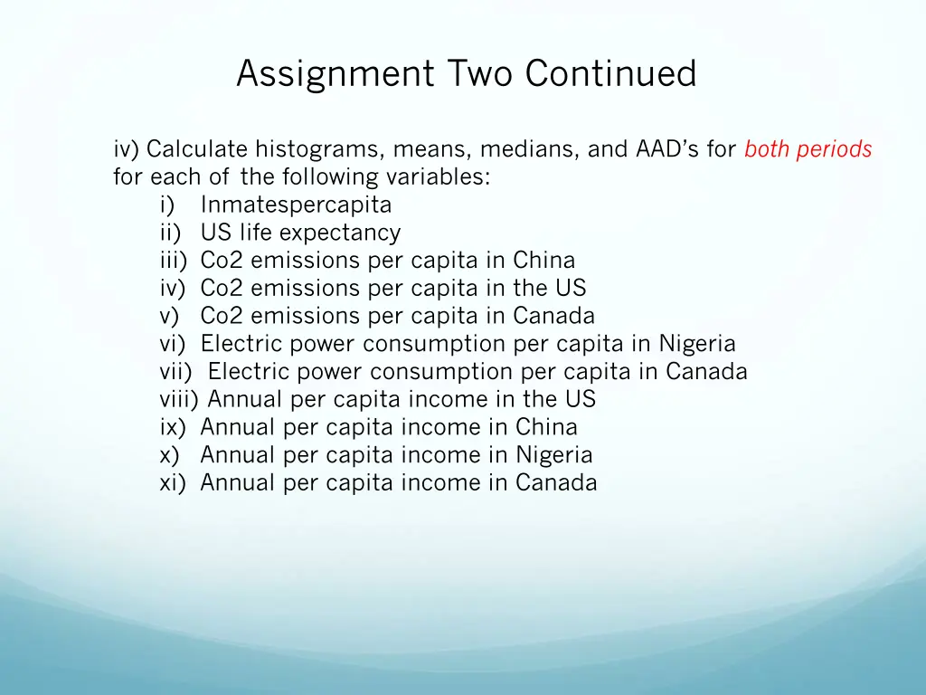 assignment two continued