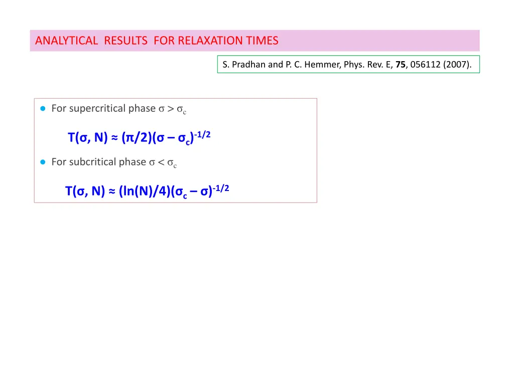 analytical results for relaxation times