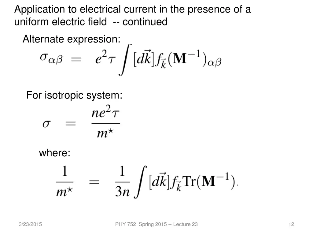 application to electrical current in the presence 2