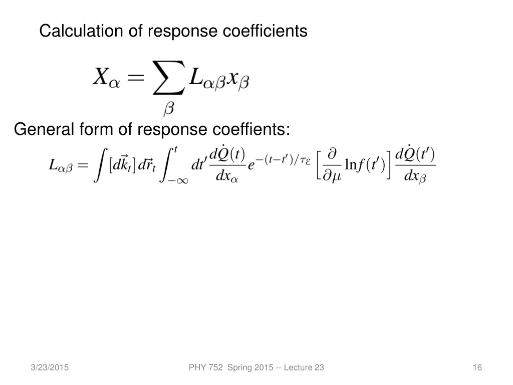 calculation of response coefficients