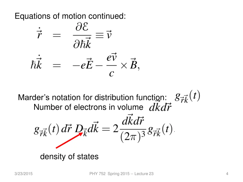 equations of motion continued