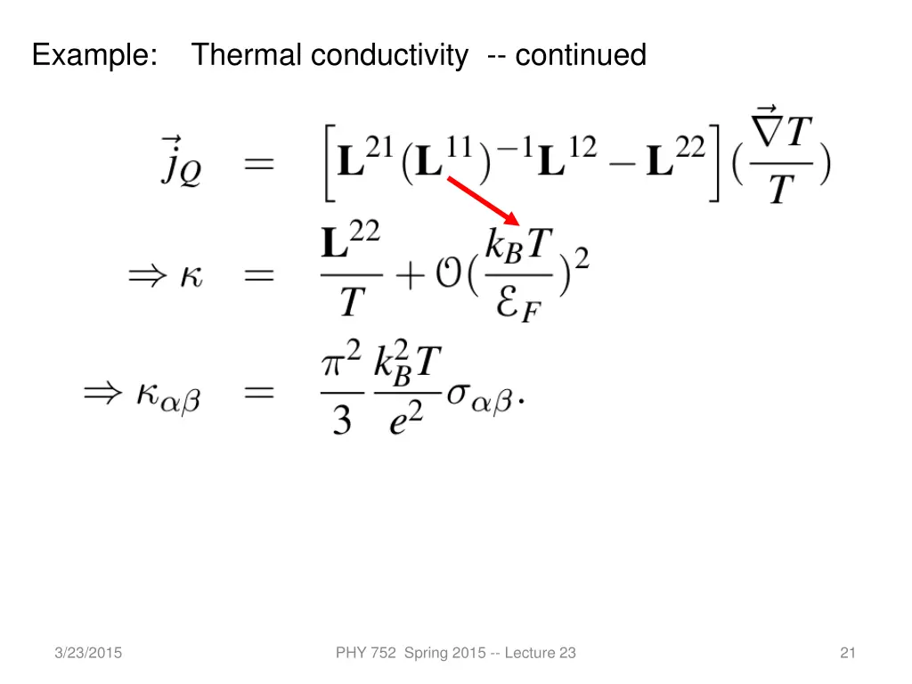 example thermal conductivity continued