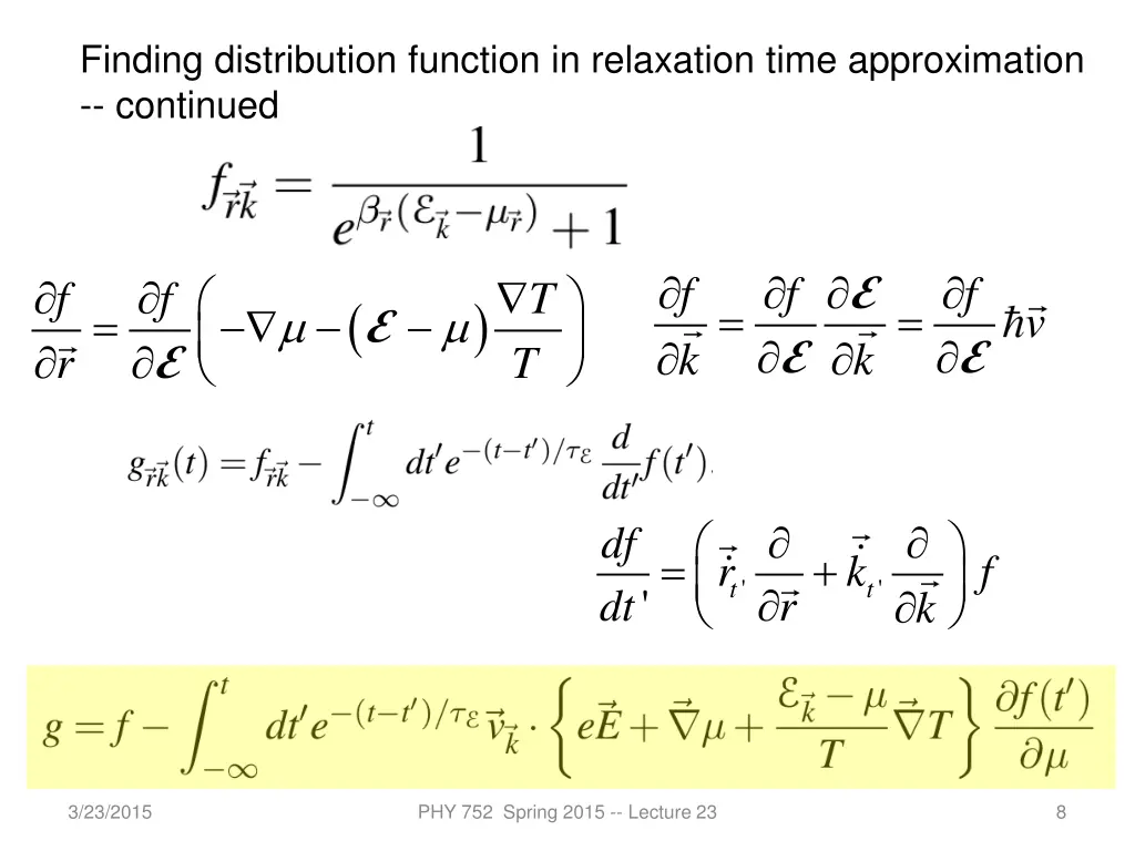 finding distribution function in relaxation time 1