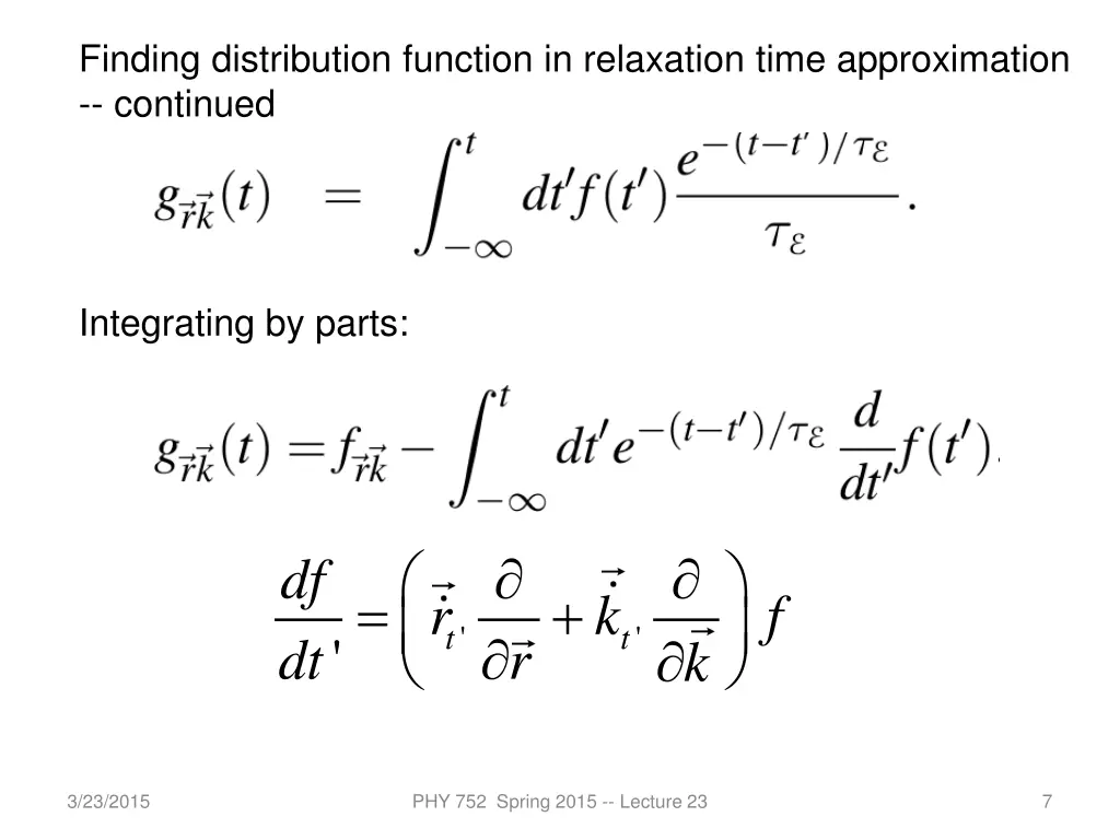 finding distribution function in relaxation time