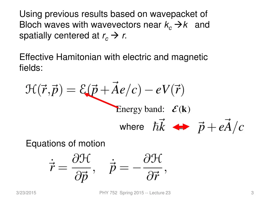 using previous results based on wavepacket