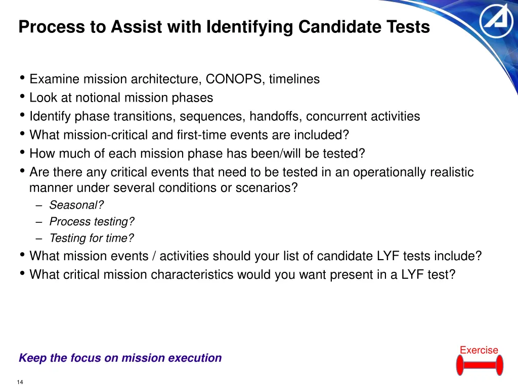 process to assist with identifying candidate tests