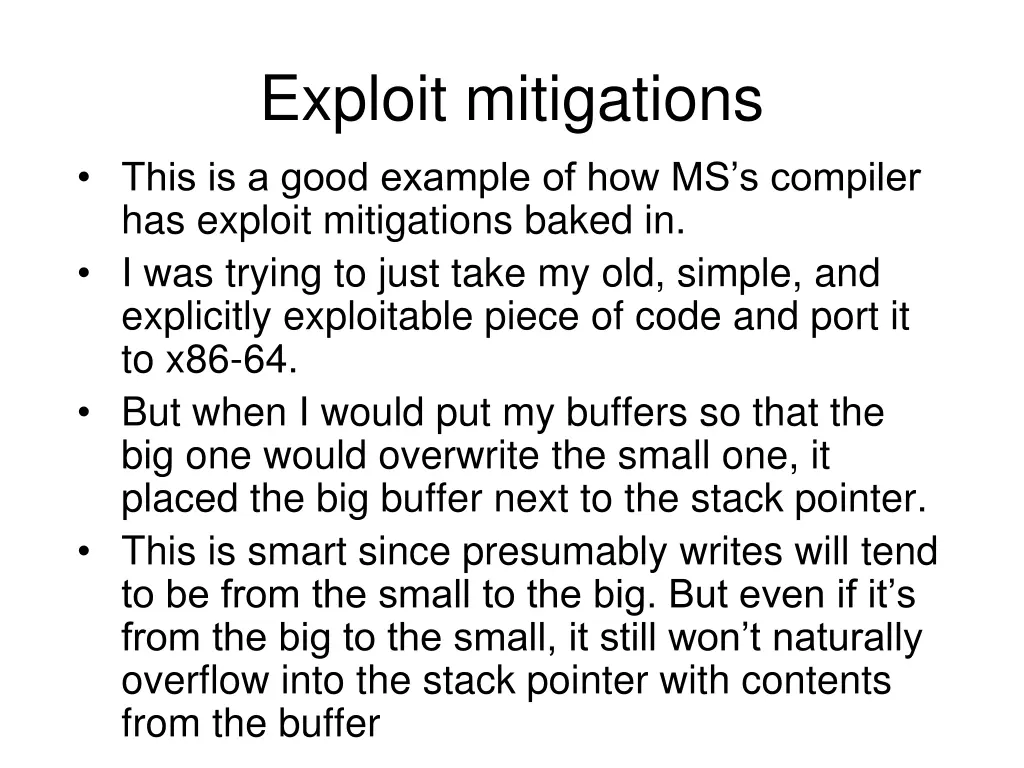 exploit mitigations