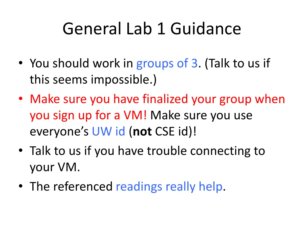 general lab 1 guidance