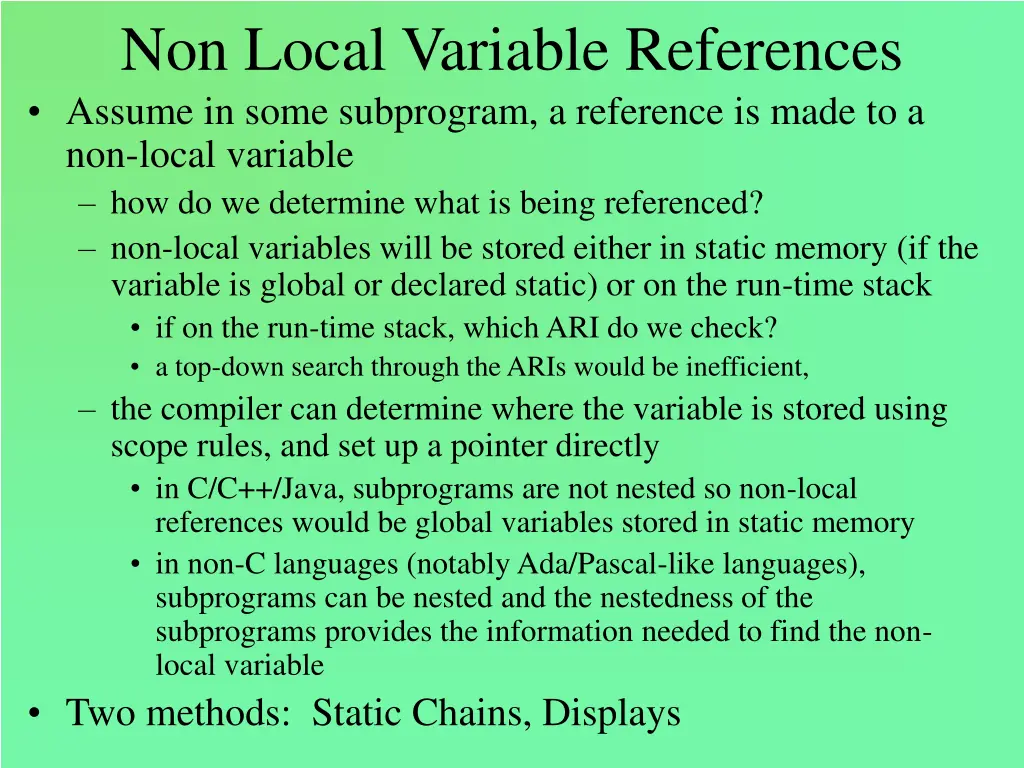 non local variable references assume in some