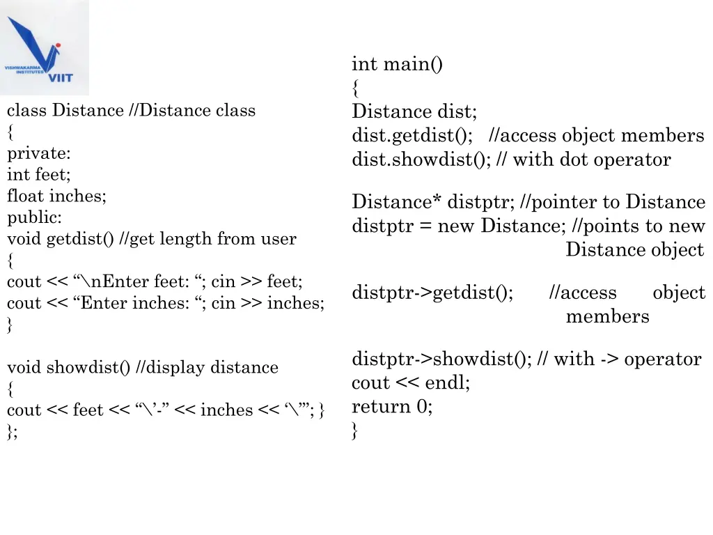 int main distance dist dist getdist access object