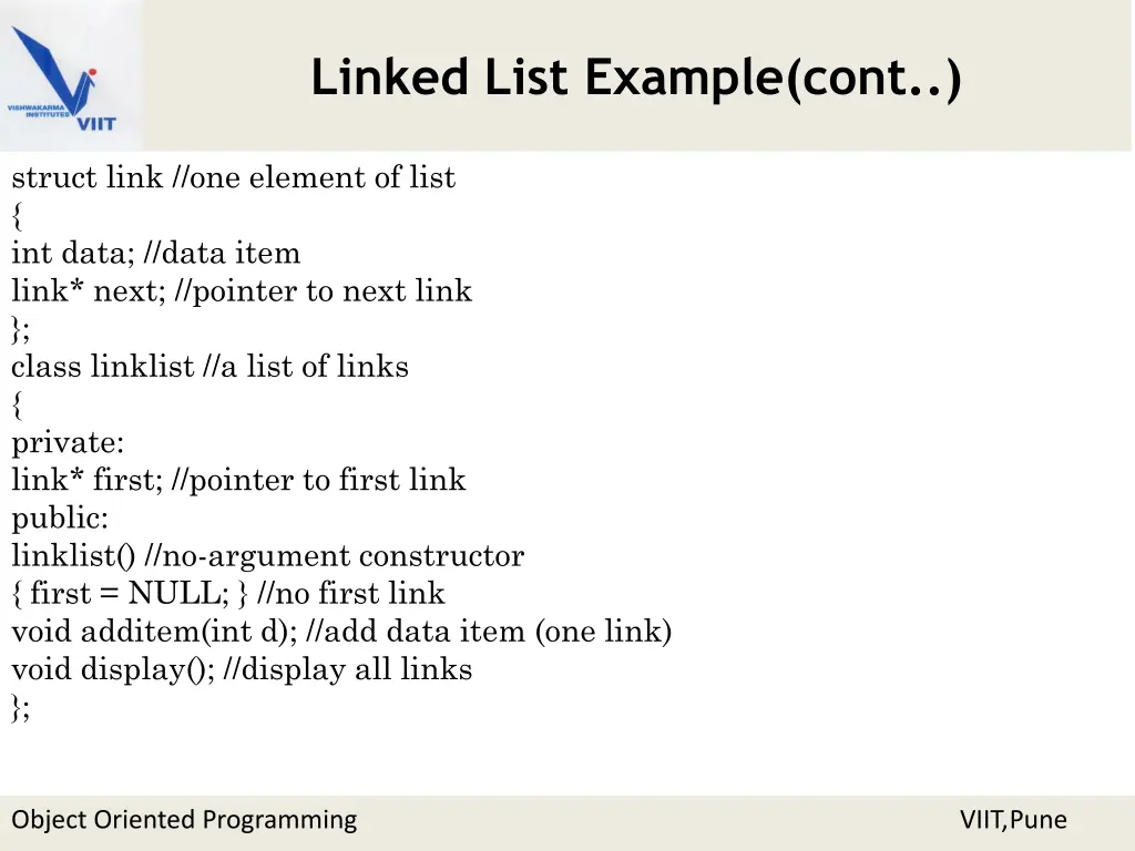 linked list example cont 1