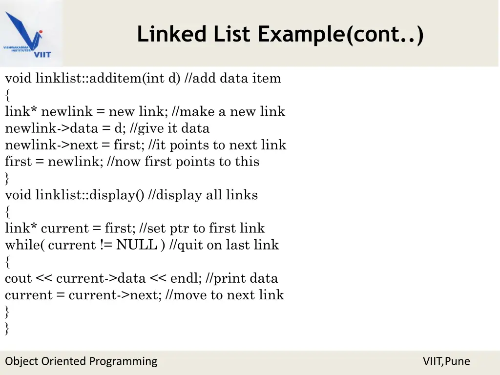 linked list example cont 2