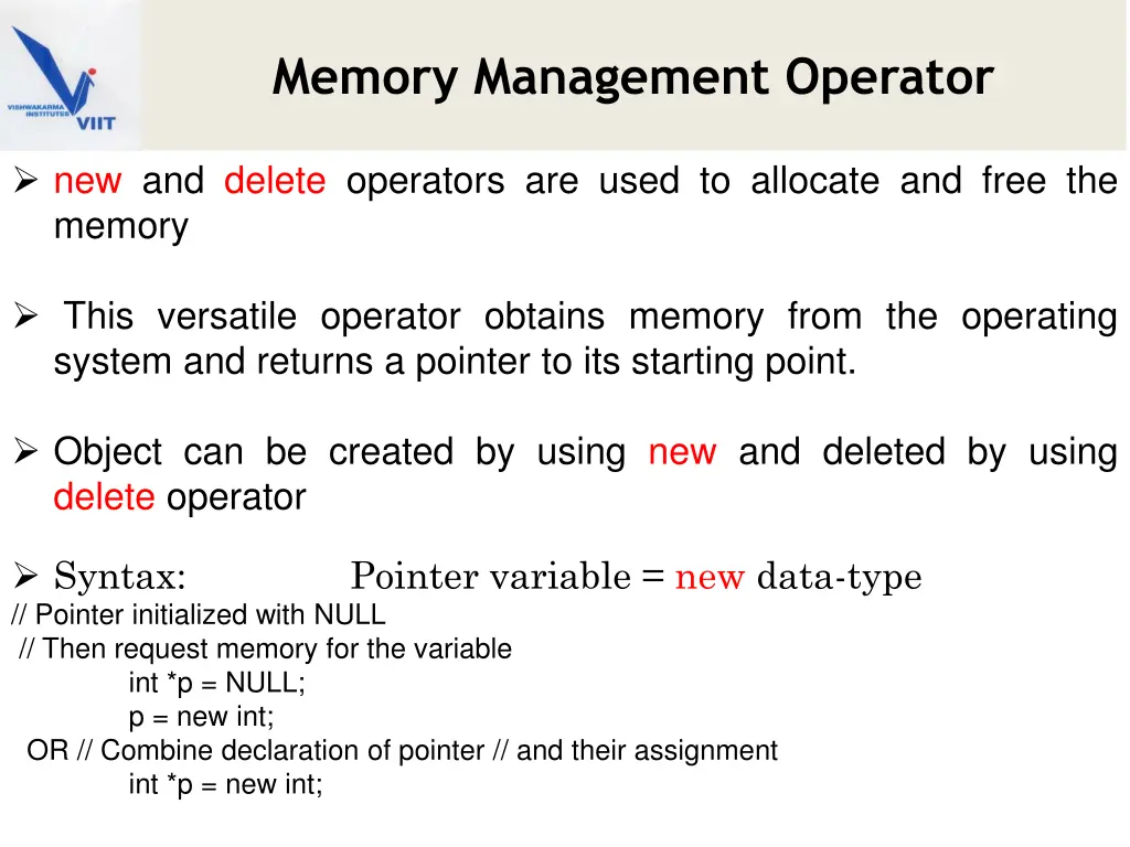memory management operator