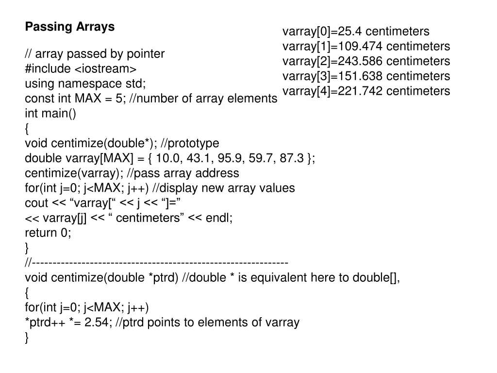passing arrays