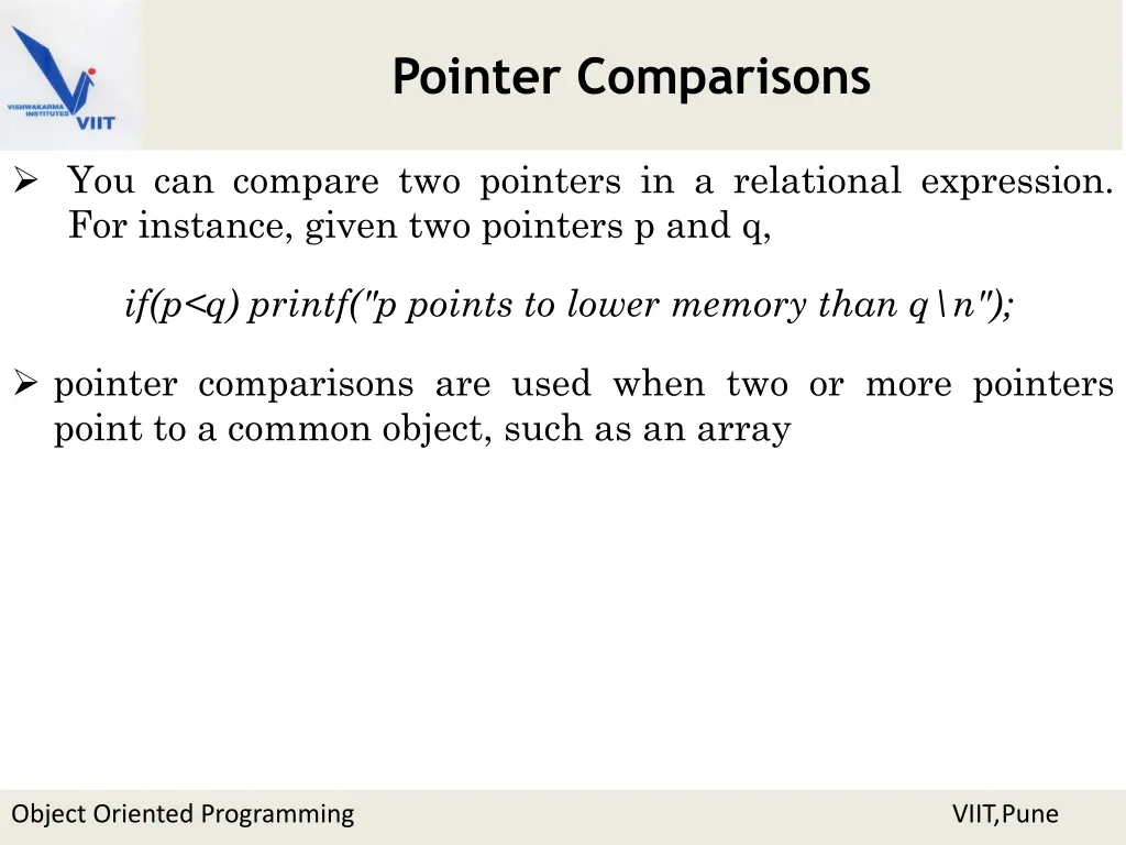 pointer comparisons